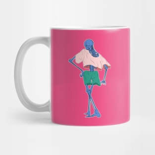 Blue Skeleton Pose Walking Sassy Skeleton Mug